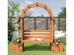 Jardineira com treliça e assentos para plantas trepadeiras - 160 x 30,5 x 160 cm - para jardim/pátio/terraço - madeira - natural