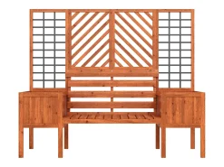 Jardineira com treliça e banco em madeira castanha, 170x145x42 cm