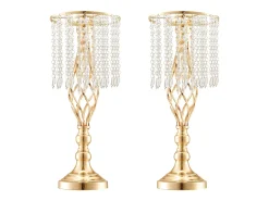 Jarra SucceBuy Conjunto com 12 Jarras de Cristal de 49 cm, Douradas, Florais, para Casamento, Cerimónia, Metal/Dourado