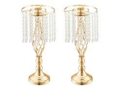 Jarra SucceBuy Conjunto com 12 Jarras de Cristal de 49 cm, Douradas, Florais, para Casamento, Cerimónia, Metal/Dourado