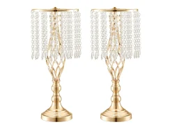 Jarra SucceBuy Conjunto com 12 Jarras de Cristal de 49 cm, Douradas, Florais, para Casamento, Cerimónia, Metal/Dourado
