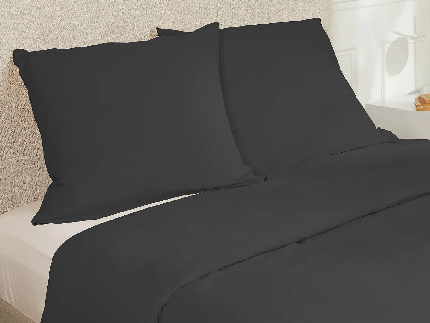 Jogo cama cetim 108 fios/cm², capa edredão 240x260 cm + 2 fronhas 63x63 cm cinza - TALORA