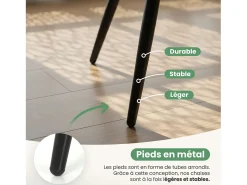 Jogo de 2 cadeiras de veludo liso ESTELLE cinza com pés pretos