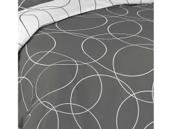 Jogo de Cama 2 Peças "Elton" 140x200cm Cinza e Branco Reversível