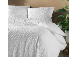 Jogo de Cama 3 Peças "Heltie" Branco Microfibra Tufted Oeko-Tex 240x220cm