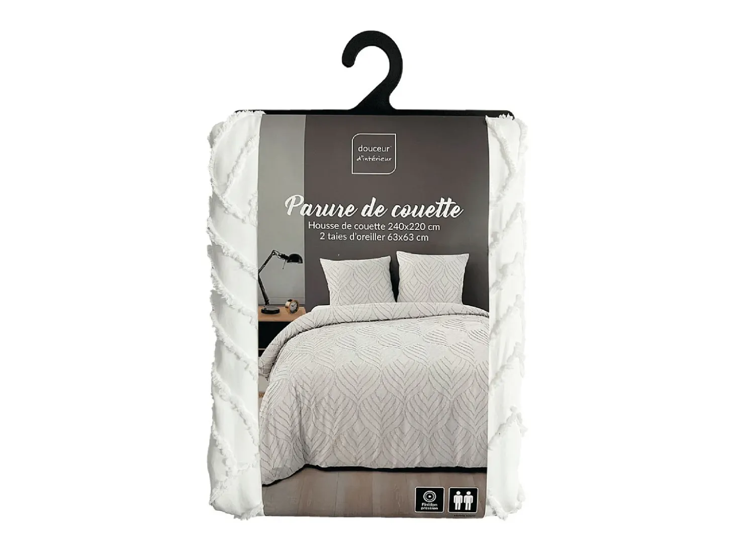 Jogo de Cama 3 Peças "Heltie" Branco Microfibra Tufted Oeko-Tex 240x220cm