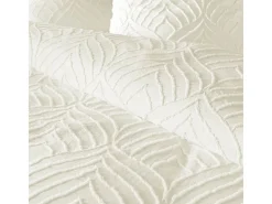 Jogo de Cama 3 Peças "Heltie" 240x220cm Marfim Microfibra Tufted Macia e Respirável