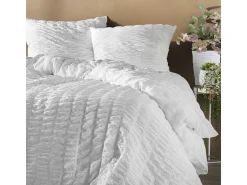 Jogo de Cama 3 Peças "Plissia" Branco 240x220cm Microfibra Plissada