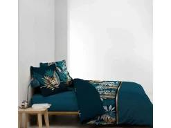 Jogo de Cama "Alianor" 3 Peças 260x240cm Azul Tropical Chic 100% Algodão