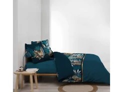 Jogo de Cama "Alianor" 3 Peças 240x220cm Azul Tropical Chic 100% Algodão