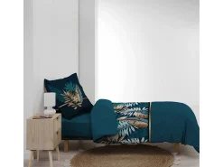 Jogo de Cama Alianor 140x200cm Azul Tropical Chic 100% Algodão