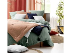 Jogo de Cama em Musselina de Algodão "Angelia" 240x220cm Sálvia - Suave e Respirável