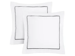 Jogo de cama em percal 80 fios/cm² - Capa 220x240 + 2 fronhas. Branco e preto - CHARMY de PALACIO