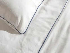 Jogo de cama percal 80 fios/cm² capa de edredão 220x240 cm + 2 fronhas branco e azul AGAMI