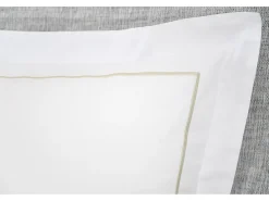 Jogo de cama percal 80 fios/cm², capa edredão 220x240 cm + 2 fronhas branco e bege CHARMY