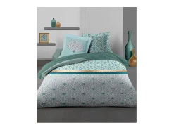Jogo de roupa de cama Louxor 240x260 cm 100% algodão verde esmeralda com 2 fronhas 65x65 cm - Tecido fechado 57 fios