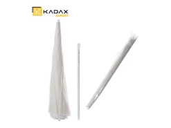 KADAX Guarda-sol redondo, 220 x 142-224 cm, guarda-sol de pátio, tela de varanda, guarda-sol ajustável em altura para varanda, jardim, terraço, piscina e praia, cru