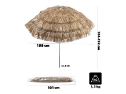 KADAX Guarda-sol redondo para varanda, jardim, terraço, piscina e praia, guarda-sol ajustável em altura, guarda-sol de pátio, marrom/cru