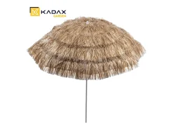 KADAX Guarda-sol redondo para varanda, jardim, terraço, piscina e praia, guarda-sol ajustável em altura, guarda-sol de pátio, marrom/cru