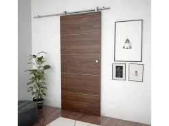 Kit Completo de Ferragens para Porta Deslizante 183cm em Aço Inoxidável Prateado