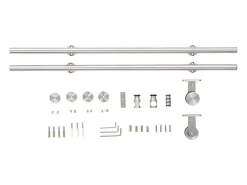 Kit Completo de Ferragens para Porta Deslizante 183cm em Aço Inoxidável Prateado
