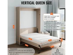 Kit de Cama Escondível SucceBuy, Tamanho Queen, Material de Cama Mural Vertical para Auto-Montagem, Plegável