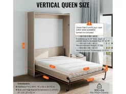 Kit de Cama Escondível SucceBuy, Tamanho Full, Vertical, Hardware DIY, Plegável, Ganho de Espaço para o Quarto de Hóspedes