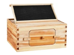 Kit de Colmeia de Abelhas SucceBuy com 10 Molduras e Janelas de Acrílico para Abelhas, 100 % Madeira de Cedro Natural Revestida de Cera de Abelha