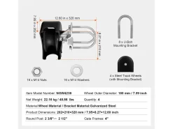 Kit de Portão Deslizante, SucceBuy Kit de Portão Deslizante com Ranura em U, 4 Rodas e Capa