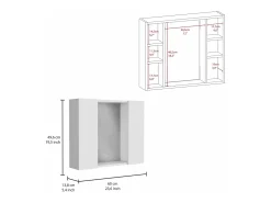 Kit de Primeiros Socorros Artemis em Melamina, com 6 prateleiras interiores e duas portas, com espelho, 49.53 cm X 59.94 cm X 13.71 cm, Branco