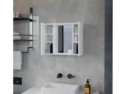 Kit de Primeiros Socorros Artemis em Melamina, com 6 prateleiras interiores e duas portas, com espelho, 49.53 cm X 59.94 cm X 13.71 cm, Branco