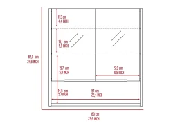 Kit de Primeiros Socorros Jaspe em Melamina, com espelhos, 62.48 cm X 59.94 cm X 13.97 cm , Branco