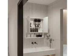 Kit de Primeiros Socorros Jaspe em Melamina, com espelhos, 62.48 cm X 59.94 cm X 13.97 cm , Branco