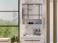 Kit de Primeiros Socorros Jaspe em Melamina, com espelhos, 62.48 cm X 59.94 cm X 13.97 cm , Branco