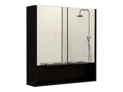 Kit de Primeiros Socorros Jaspe em Melamina, com espelhos, 62.48 cm X 59.94 cm X 13.97 cm , Preto