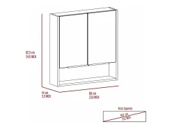 Kit de Primeiros Socorros Jaspe em Melamina, com espelhos, 62.48 cm X 59.94 cm X 13.97 cm , Preto