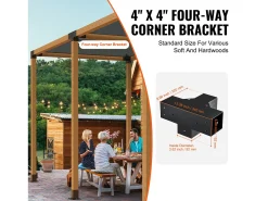 Kit De Suporte Para Pérgola SucceBuy 10,16 x 10,16 cm 3,6 x 3,6 Interno, 4 Vias Para Marcenaria DIY