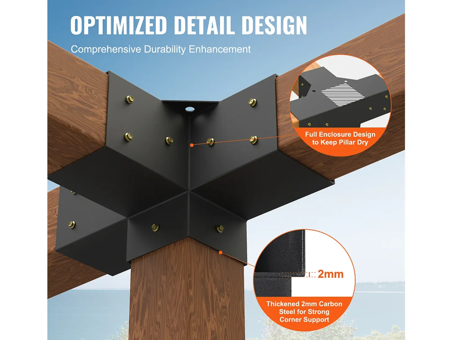 Kit De Suporte Para Pérgola SucceBuy 10,16 x 10,16 cm 3,6 x 3,6 Interno, 4 Vias Para Marcenaria DIY