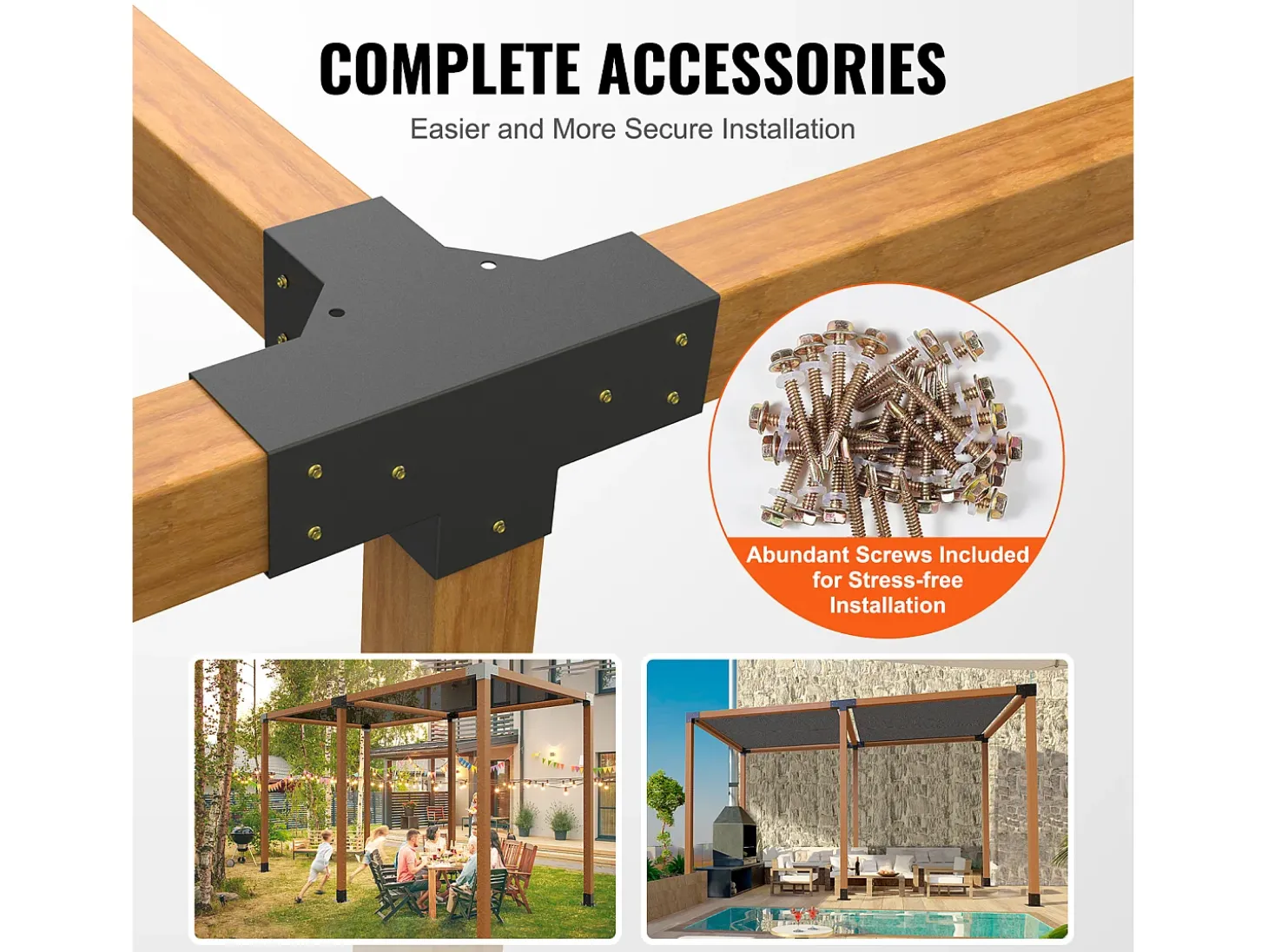 Kit De Suporte Para Pérgola SucceBuy 10,16 x 10,16 cm 3,6 x 3,6 Interno, 4 Vias Para Marcenaria DIY