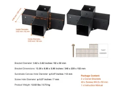 Kit De Suporte Para Pérgola SucceBuy 10,16 x 10,16 cm 3,6 x 3,6 Interno, 4 Vias Para Marcenaria DIY