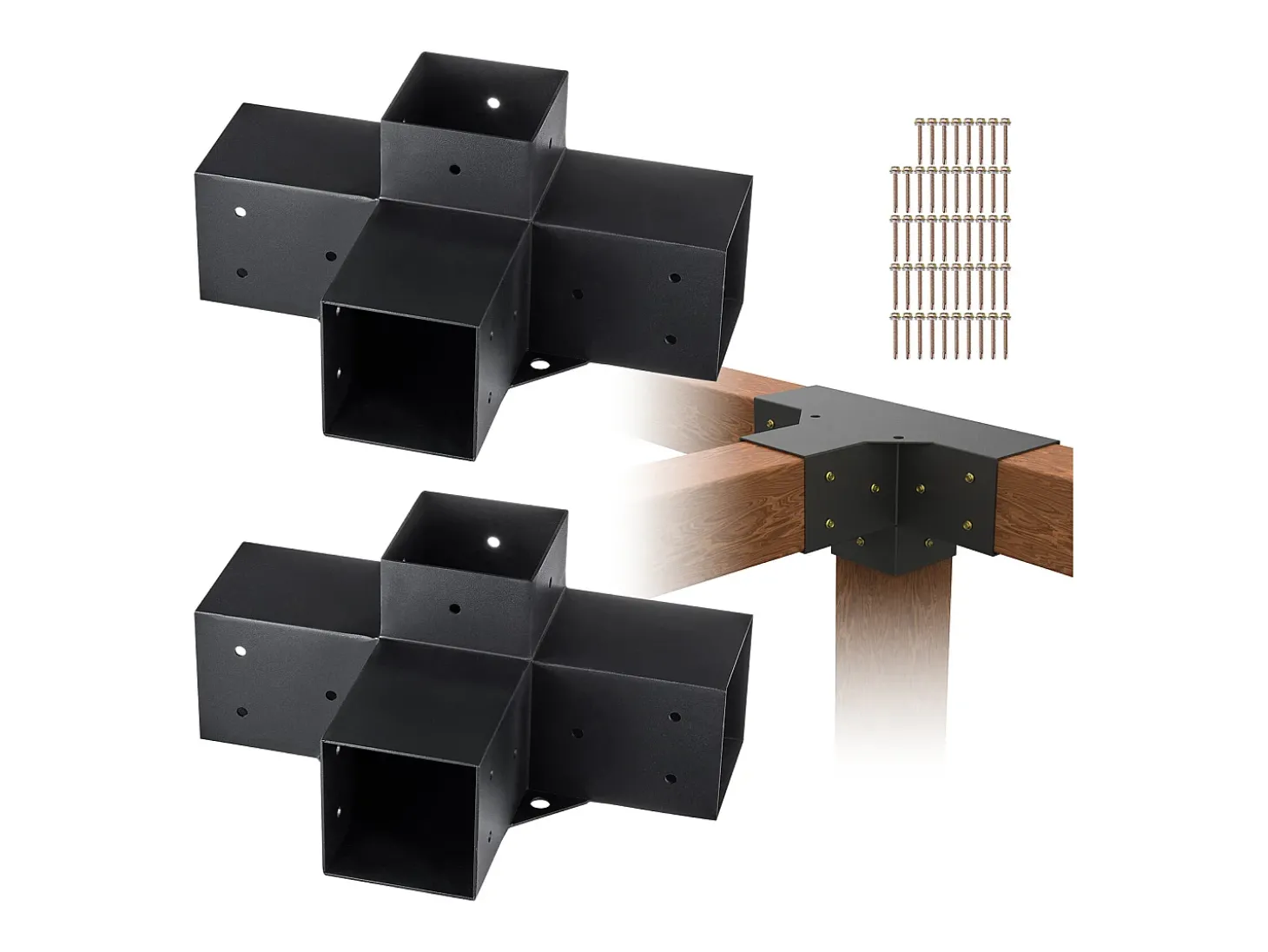 Kit De Suporte Para Pérgola SucceBuy 10,16 x 10,16 cm 3,6 x 3,6 Interno, 4 Vias Para Marcenaria DIY