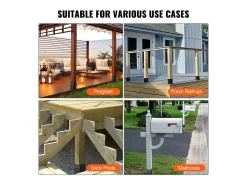 Kit de Suporte SucceBuy - Embalagem de 4 Suportes para Base de Poste de 101,6 x 101,6 mm, Ancoragem Reforçada para Vedação de Madeira