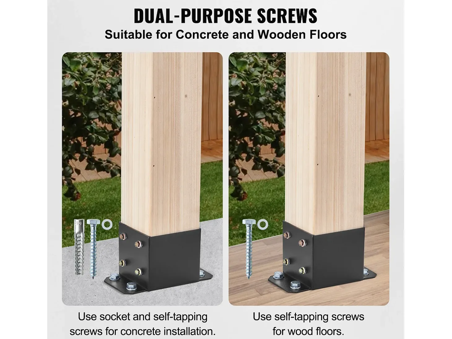 Kit de Suporte SucceBuy - Embalagem de 4 Suportes para Base de Poste de 152,4 x 152,4 mm, Ancoragem Reforçada para Vedação de Madeira