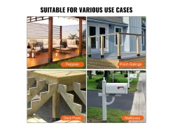 Kit de Suporte SucceBuy - Embalagem de 4 Suportes para Base de Poste de 152,4 x 152,4 mm, Ancoragem Reforçada para Vedação de Madeira