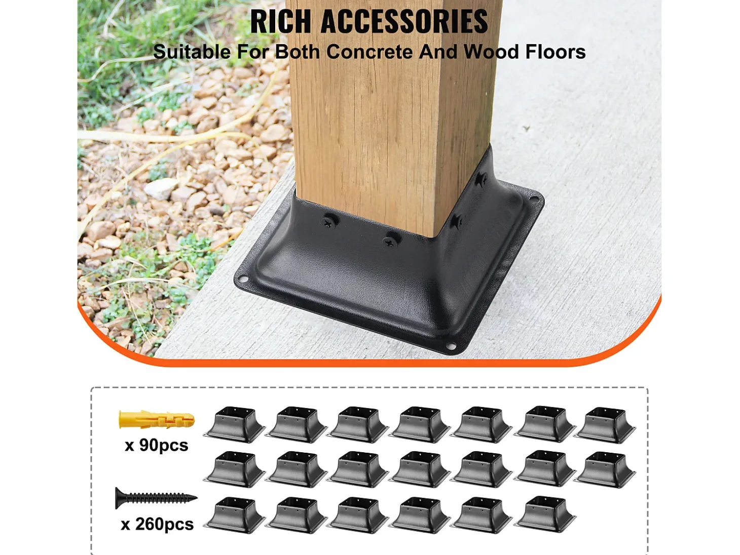 Kit de Suporte SucceBuy - Embalagem de 20 Suportes para Base de Poste de 101,6 x 101,6 mm para Ancoragens Reforçadas em Madeira