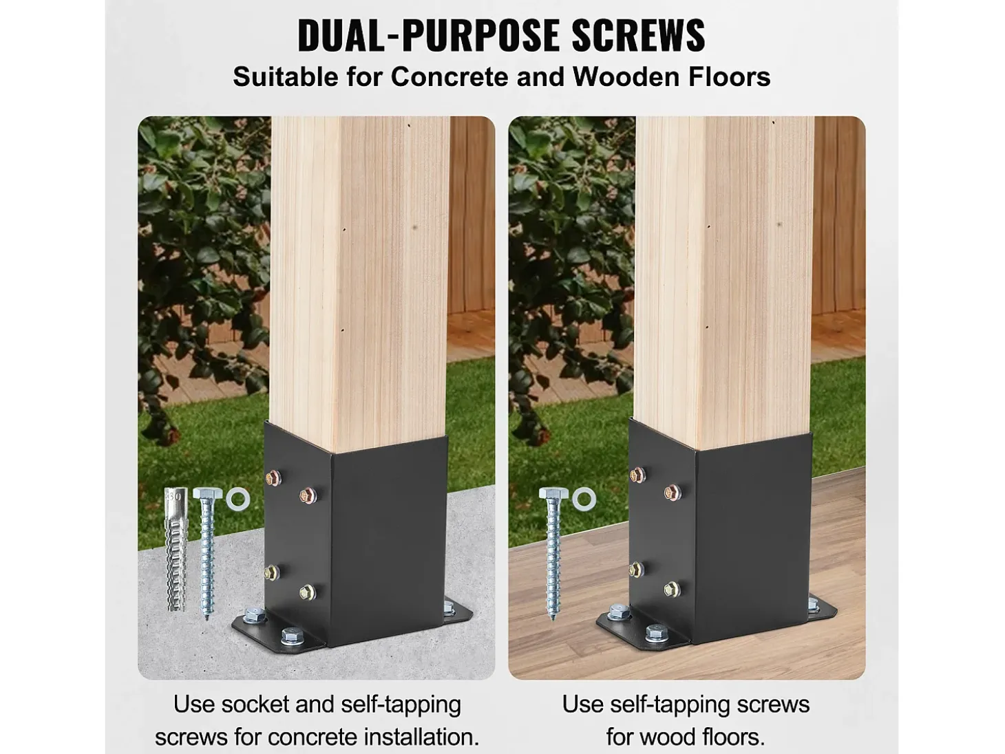 Kit de Suporte SucceBuy - Embalagem de 2 Suportes para Base de Poste de 101,6 x 101,6 mm, Ancoragem Reforçada para Vedação de Madeira