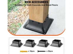 Kit de Suporte SucceBuy Embalagem de 4 Suportes de Base de Poste Reforçados de 10 × 10 cm para Ancoragens de Madeira Standard