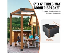 Kit de Suportes para Pergola SucceBuy 15.24x15.24 cm 3 Vias Internas 14.2x14.2 cm 4 Peças
