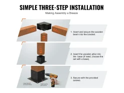 Kit de Suportes para Pergola SucceBuy 15.24x15.24 cm 3 Vias Internas 14.2x14.2 cm 4 Peças