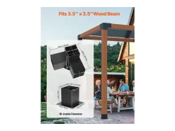 Kit de Suportes para Pérgola SucceBuy, Lote de 8, Suporte para Pontalete de Madeira 9.2x9.2 cm, 4 Suportes de Canto 3 Vias, 4 Bases para Postes, Aço Carbono